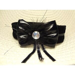 Halloween Cat Costume Black Velvet Bow Choker Necklace with‎ Rhinestone